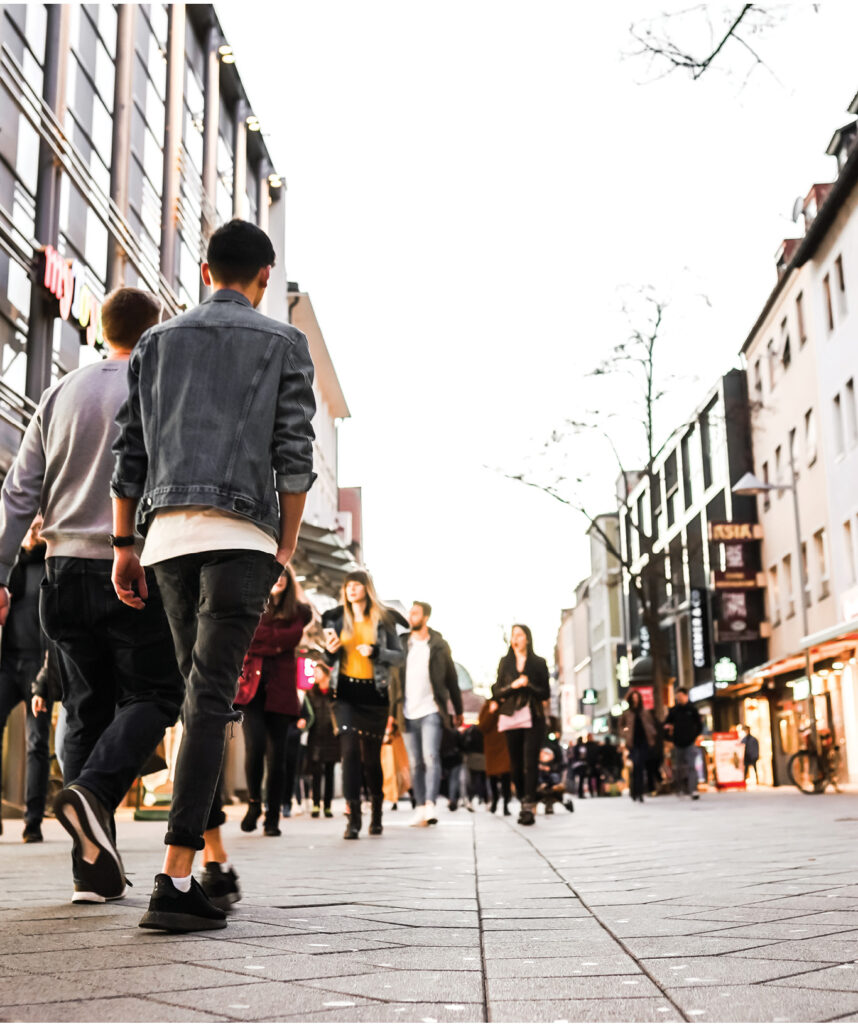 Crowd of people walking on the shopping street.