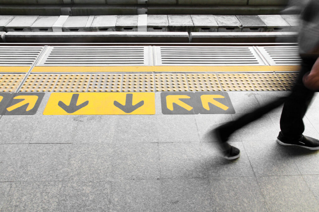 arrow sign on floor